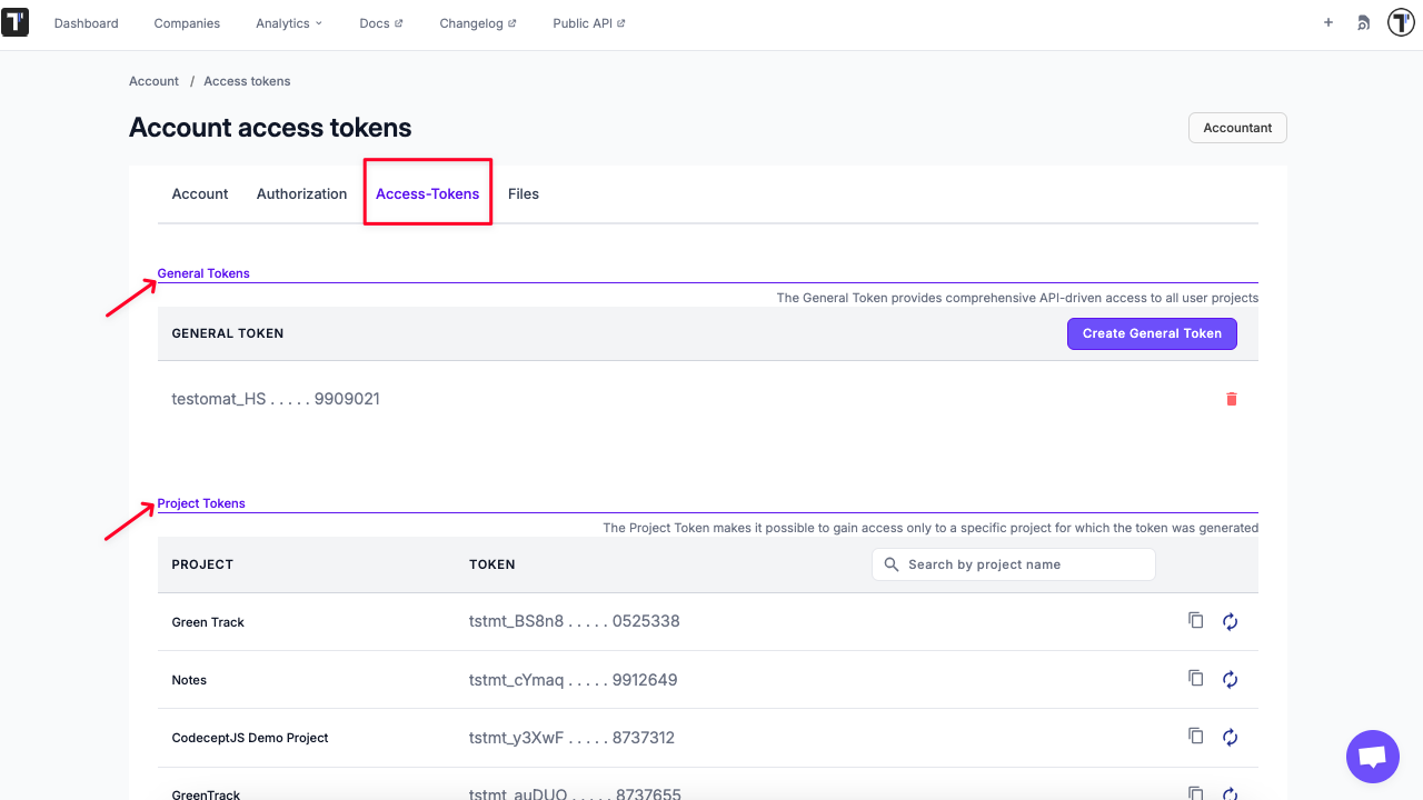 Testomat.io - Access Tokens