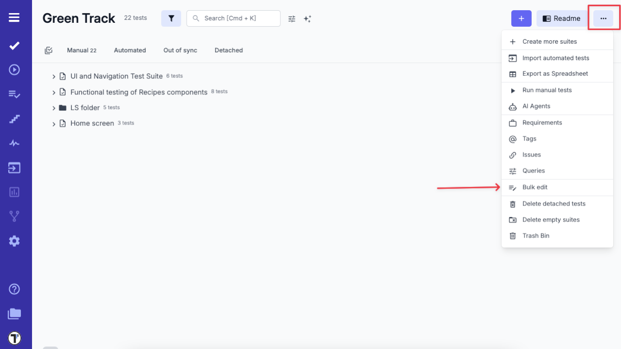 How to enable bulk edit in Testomat.io interface