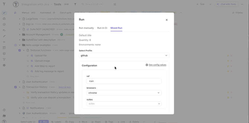Select mixed tests without CI